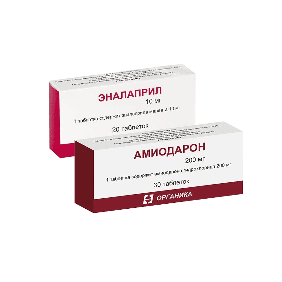 Амиодарон 0,2 N30 табл + Эналаприл 0,01 N20 табл /ОРГАНИКА/